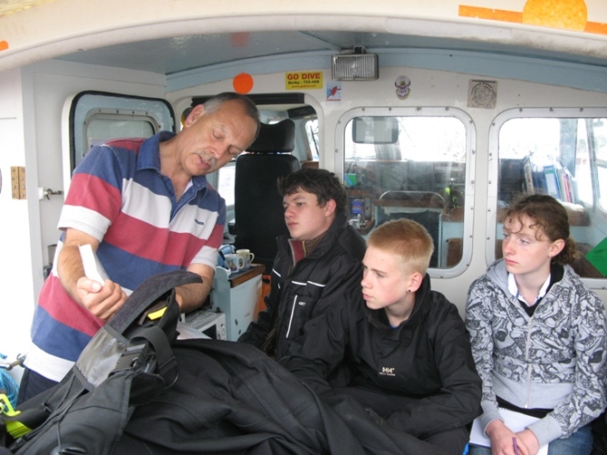 The skipper explains the wrecks